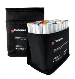 DESERRES - ENSEMBLE DE 48 CRAYONS À L'ALCOOL - MARQUEURS À DOUBLE POINTE